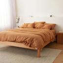 Leo Washed Cotton | Mocha Stripe Quilt Cover | Single | Sheet Society