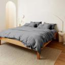 Leo Washed Cotton | Mocha Stripe Quilt Cover | Single | Sheet Society