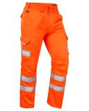 Leo Workwear Bideford ISO 20471 CL 1 Poly/Cotton Cargo Trouser HV Orange/Grey 50T