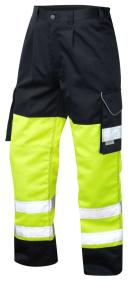 Leo Workwear Bideford Poly/Cotton Cargo Trouser Yellow/Navy