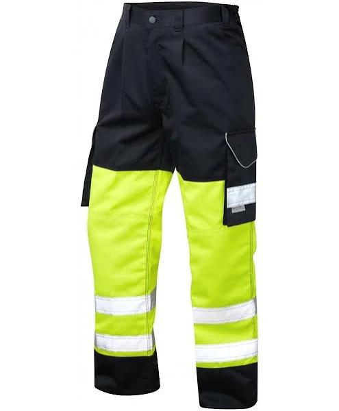 Leo Workwear Bideford Poly/Cotton Cargo Trouser Yellow/Navy