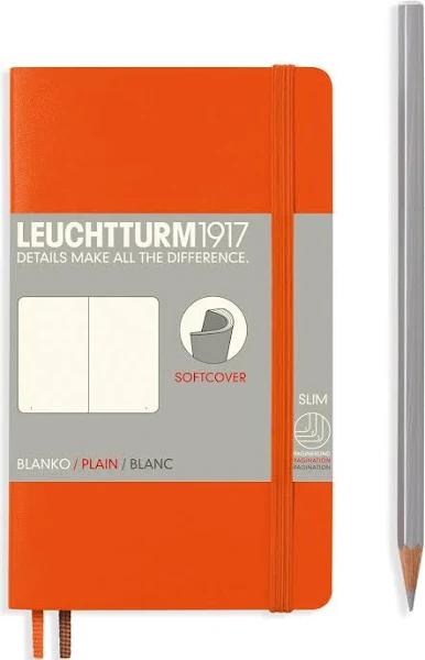 LEUCHTTURM1917 Softcover Notebook Pocket Orange Plain