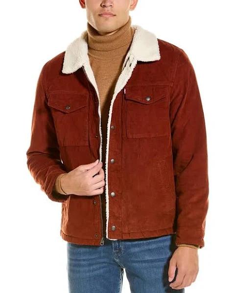 Levi's Corduroy Sherpa Lined Rust Red Trucker Jacket in Size