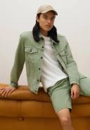 Levi's Denim Trucker Jacket in Light Green with Pockets