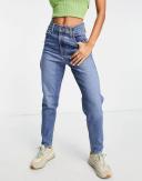 Levi's High Waisted Mom Jean in Mid wash-Blue