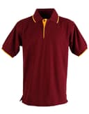 LIBERTY | Men Polo Shirts Contrast Pique Maroon+Gold 2XL