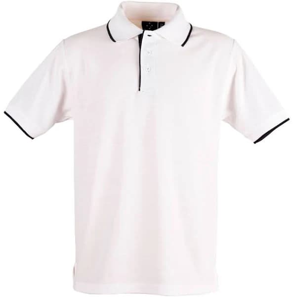 LIBERTY | Men Polo Shirts Contrast Pique White+Navy L