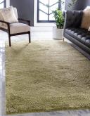 Light Green Solid Frieze Rug 5x8