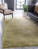 Light Green Solid Frieze Rug 8x10