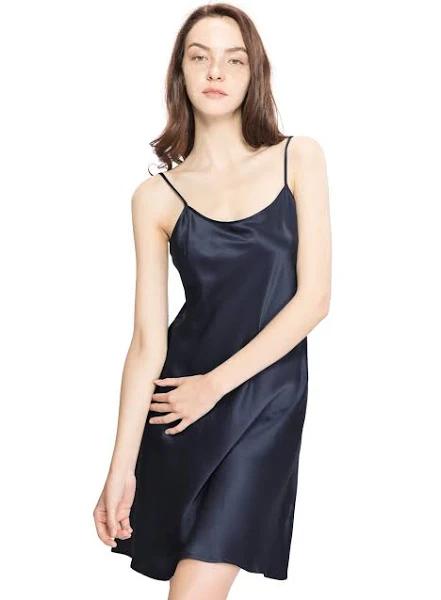 LILYSILK Silk Nightgown Australia Women Adjustable Spaghetti Straps Navy Blue XXL