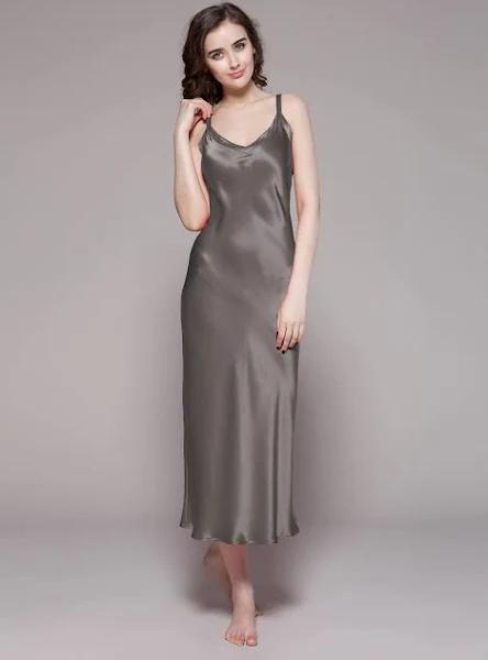 LILYSILK Silk Nightgown Australia Women Comfortable V Neckline Dark Gray XXL