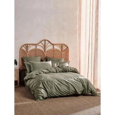 Linen House Nara Quilt Cover Set | Super King | Moss