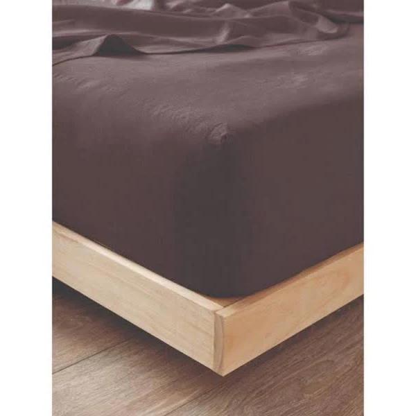 Linen House Nimes Fitted Sheet in Espresso Brown Queen
