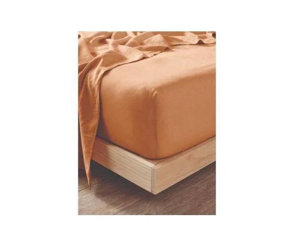 Linen House Nimes Fitted Sheet Terracotta Brt Orange Queen