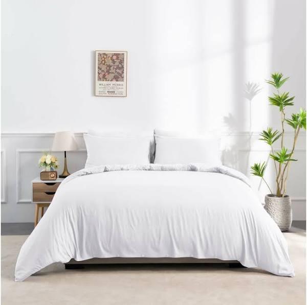 Linenova Bamboo Blend Quilt Cover Set | Australia, Single / White