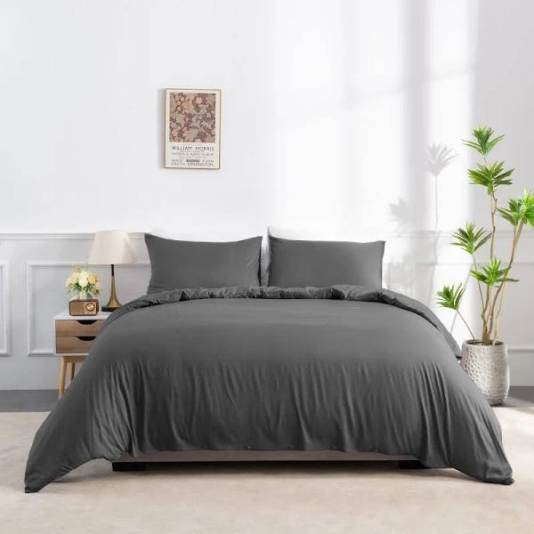 Linenova Bamboo Blend Quilt Cover Set | Australia, Super King / Dark Grey