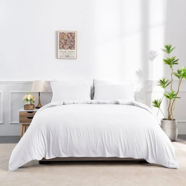 Linenova Bamboo Blend Quilt Cover Set | Australia, Super King / White
