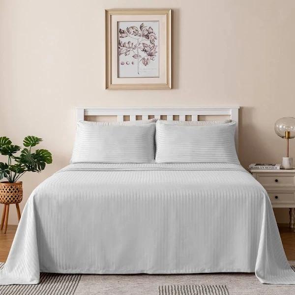 LINENOVA Brushed Microfibre Striped Bed Sheet Set