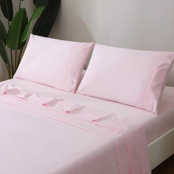 LINENOVA Cotton Blend Bed Sheet Set | Australia, Double / Light Pink