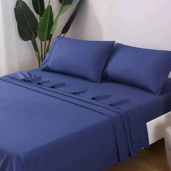 LINENOVA Cotton Blend Bed Sheet Set | Australia, King / Navy