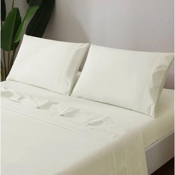 LINENOVA Cotton Blend Bed Sheet Set | Australia, King Single / Cream
