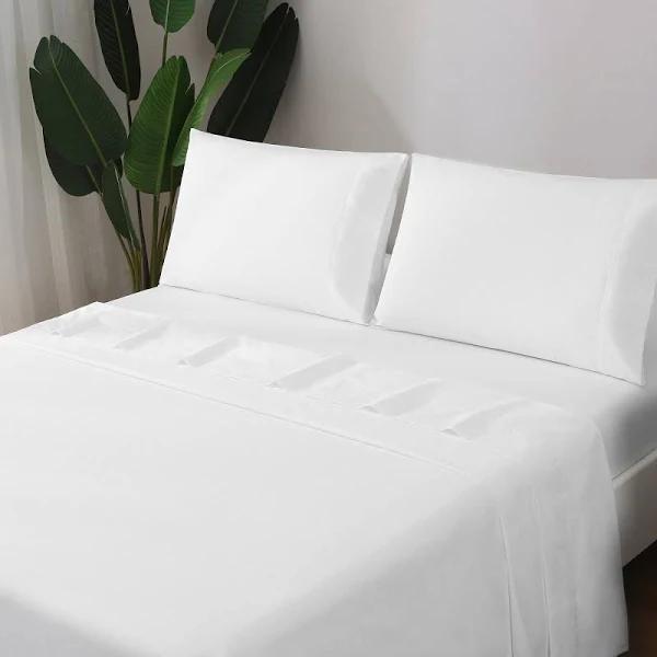 LINENOVA Cotton Blend Bed Sheet Set | Australia, King Single / White