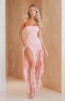 Lioness Rendezvous Strapless Ruffle Midi Dress in Blush at Nordstrom, Size X-Small