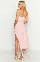Lioness Rendezvous Strapless Ruffle Midi Dress in Blush at Nordstrom, Size X-Small