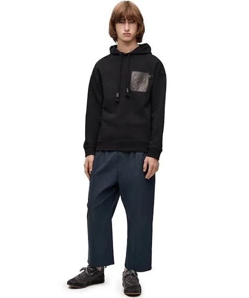 Loewe - Relaxed Fit Hoodie in Cotton - L - Black - Cotton For Man