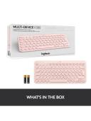 Logitech K380 Multi-Device Bluetooth Keyboard QZERTY English Pink