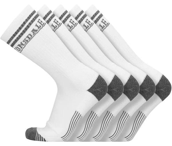 Lonsdale Men's Performance Crew Socks 5-Pack - White AU Size 11-13 - AfterPay & zipPay Available