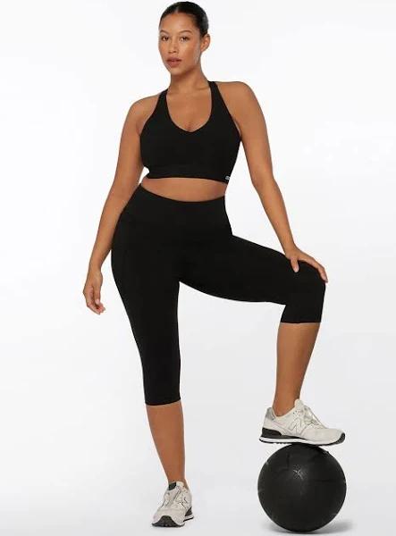 Lorna Jane Womens Amy Phone Pocket 3/4 Tech Leggings Black / 2XL
