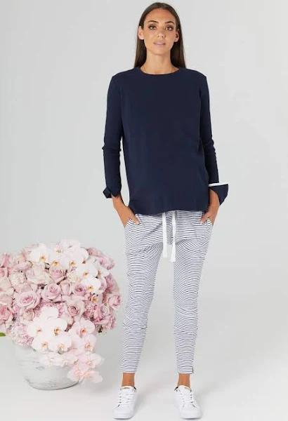 Lounge Pant Stripe - Maternity Pants - LEGOE. 2 / White/Navy Stripe