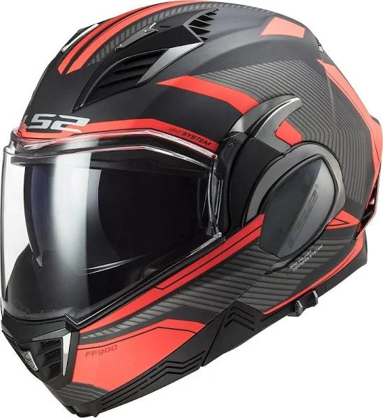 LS2 FF900 Valiant II Revo Matt Titanium Orange Modular Helmet Size S