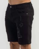 Lucid Men's Destroyed Denim Shorts in Black | Size 36