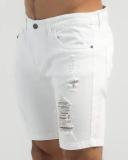 Lucid Men's Destroyed Denim Shorts in Blue | Size 36