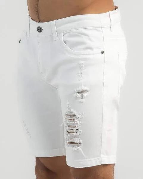 Lucid Men's Fire Up Denim Shorts in White | Size 32