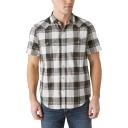 Lucky Brand Plaid Short Sleeve Stretch Cotton Snap-Up Western Shirt Black/ White