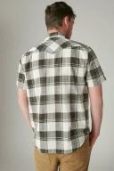 Lucky Brand Plaid Short Sleeve Stretch Cotton Snap-Up Western Shirt Black/ White