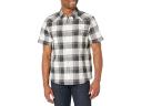 Lucky Brand Plaid Short Sleeve Stretch Cotton Snap-Up Western Shirt Black/ White