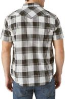 Lucky Brand Plaid Short Sleeve Stretch Cotton Snap-Up Western Shirt Black/ White