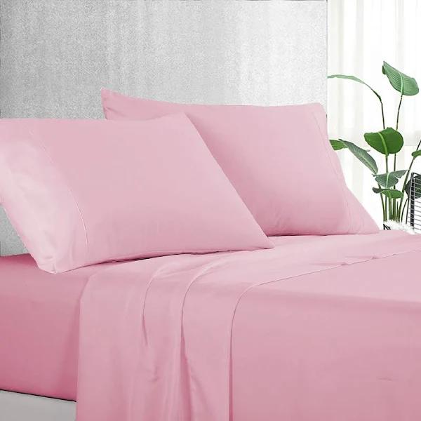 Luxton Pure Plain Soft Sheet Set Colour: Light Pink - Size Double