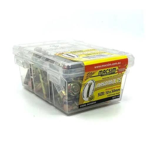 Macsim 6.5mm Medium Duty Hexnut Masonbolts Box of 100 6.5mm x 56mm