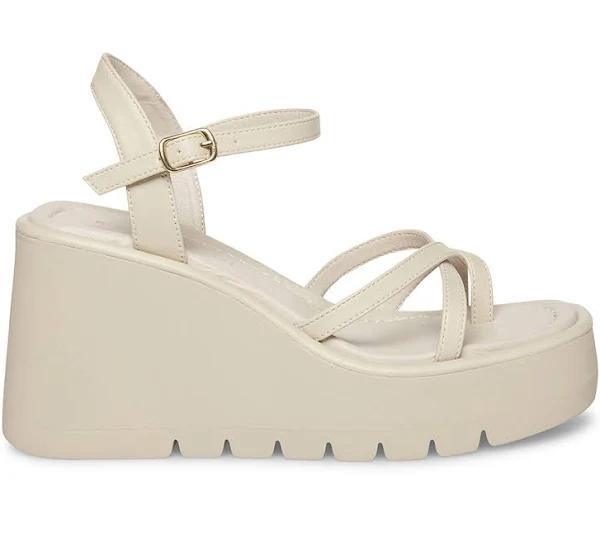 Madden Girl Women's Sandal Light Taupe Wedge Strappy Vault Sandal 8.5