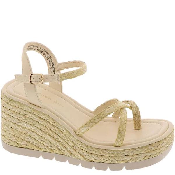 Madden Girl Women's Sandal Natural Wedge Strappy Vault Sandal 7.5