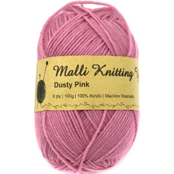 Malli Acrylic Knitting Yarn 100g - Dusty Pink - AfterPay & zipPay Available