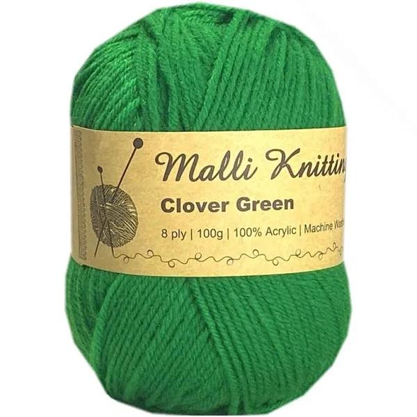 Malli Knitting 100g Acrylic Yarn Ball 8 Ply - Clover Green