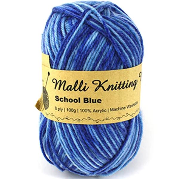 Malli School Blue Acrylic Knitting Yarn 100g - Multi - AfterPay & zipPay Available