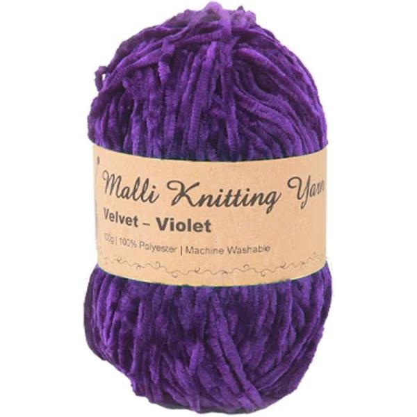 Malli Velvet Knitting Yarn 100g - Violet - AfterPay & zipPay Available