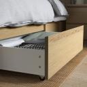Malm Bed Frame, High, W 2 Storage Boxes, White Stained Oak Veneer